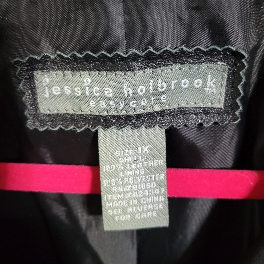 Women's Jessica Holbrook Black Leather Jacket Size 1X - Picture 2 of 5